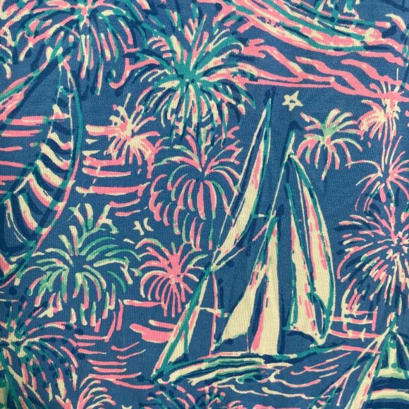 Lilly Pulitzer Womens XL Kailua Smocked Dress Blue Sleeveless - Picture 15 of 15